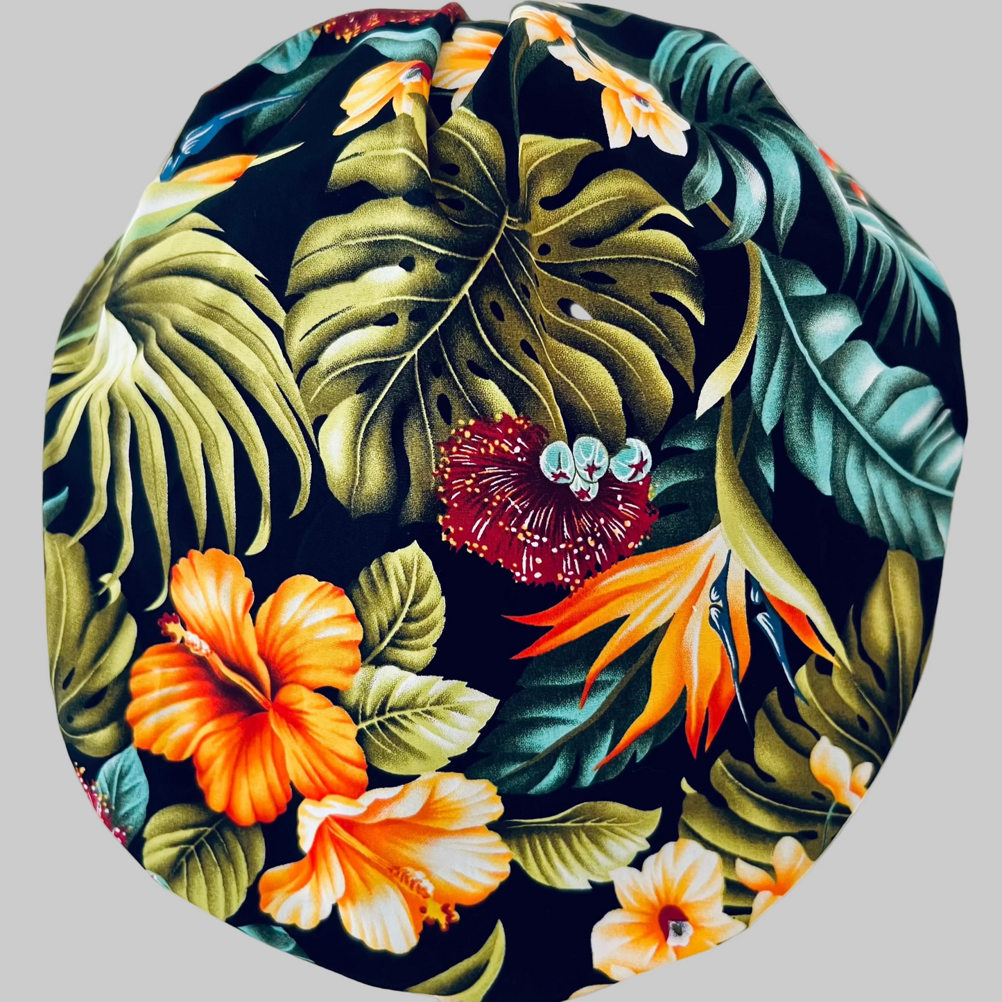 Tropical Floral Bouffant Scrub Cap – Bright Hibiscus Surgical Cap | OR Nurse Hat | Adjustable Women’s Scrub Cap