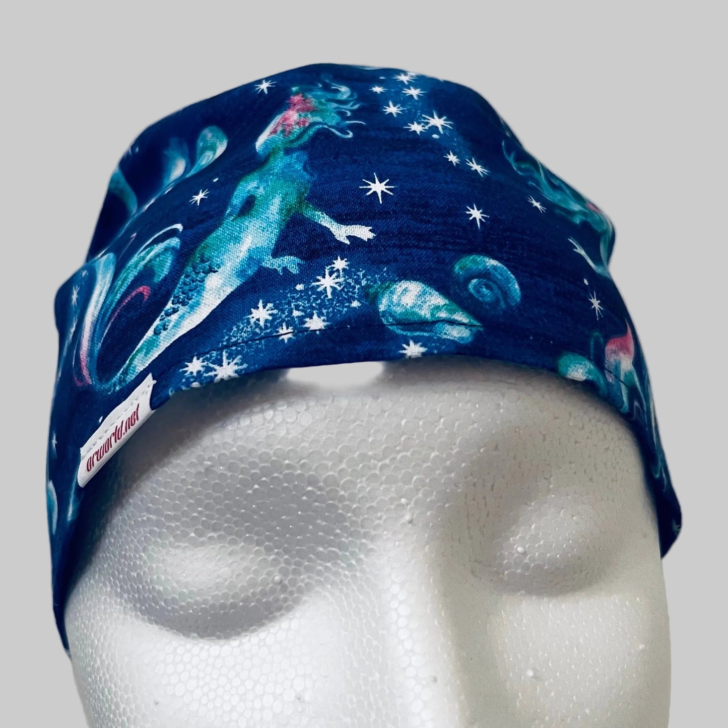 Mermaid Galaxy Scrub Cap – Ocean Night Stars Surgical Hat – Underwater Fantasy Nurse Cap