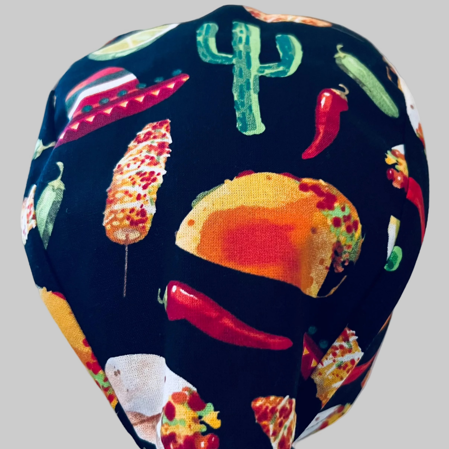 Cinco de Mayo Scrub Cap | Fiesta Food Surgical Hat | Mexican Food Nurse Cap | Fun Taco & Lime Medical Hat