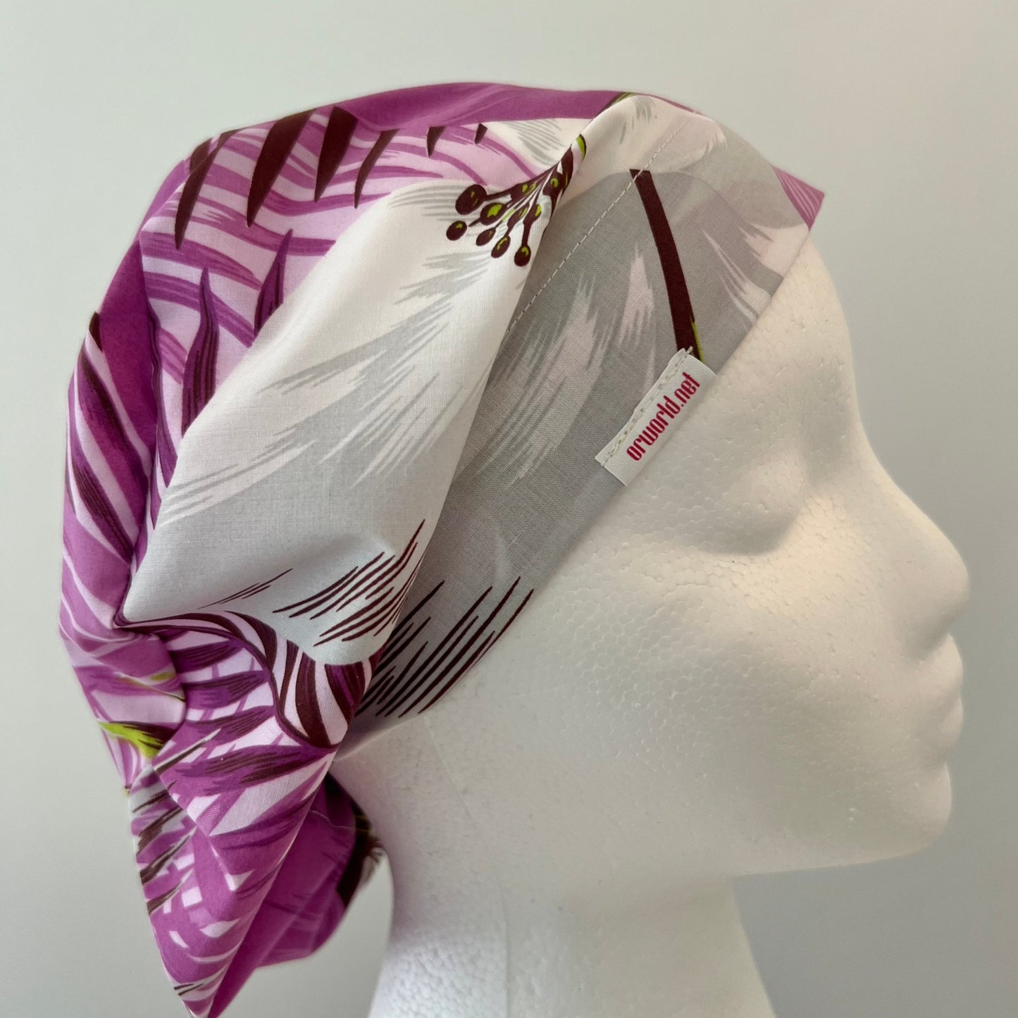 Euro Cap-Hawaiian Purple and White Blooms