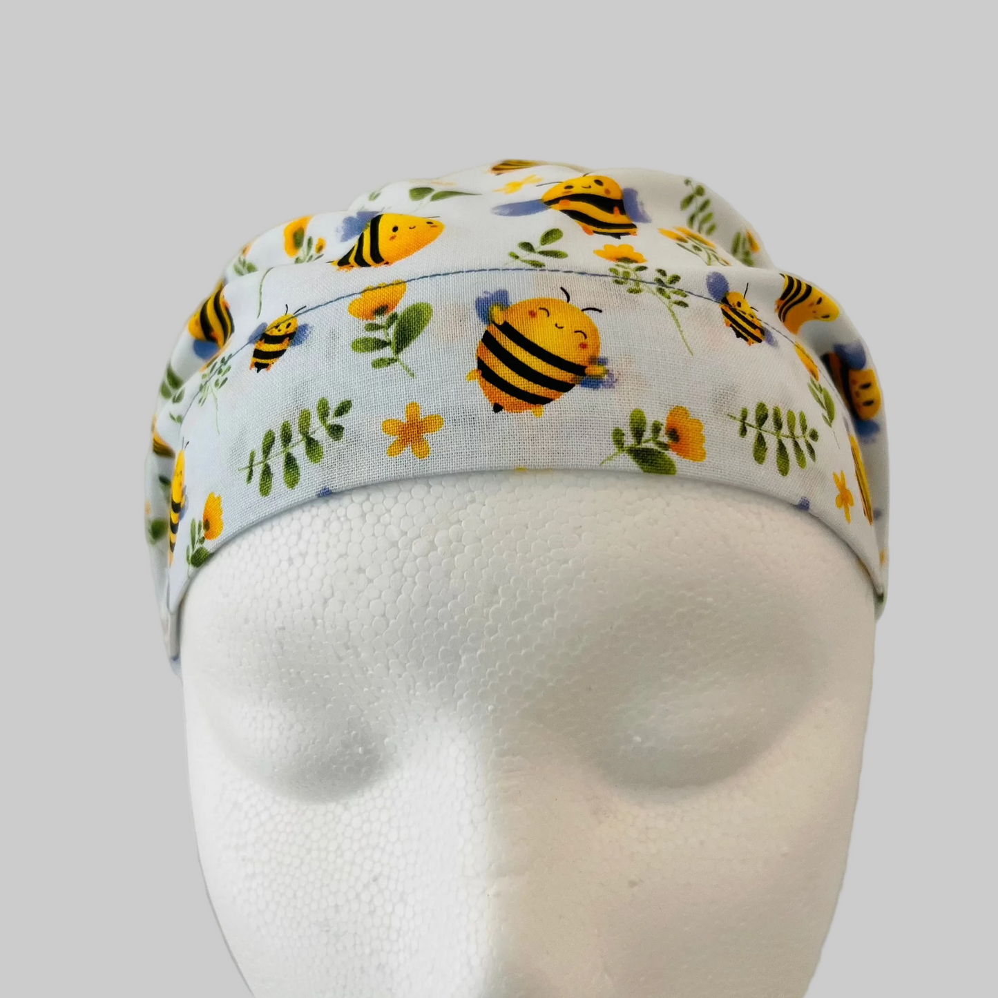 Bee Happy Blooms | Honeybee Floral Scrub Cap Euro Nurse Hat