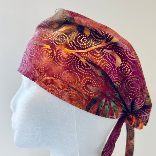 Scrub Cap-Orange Sunset Batik
