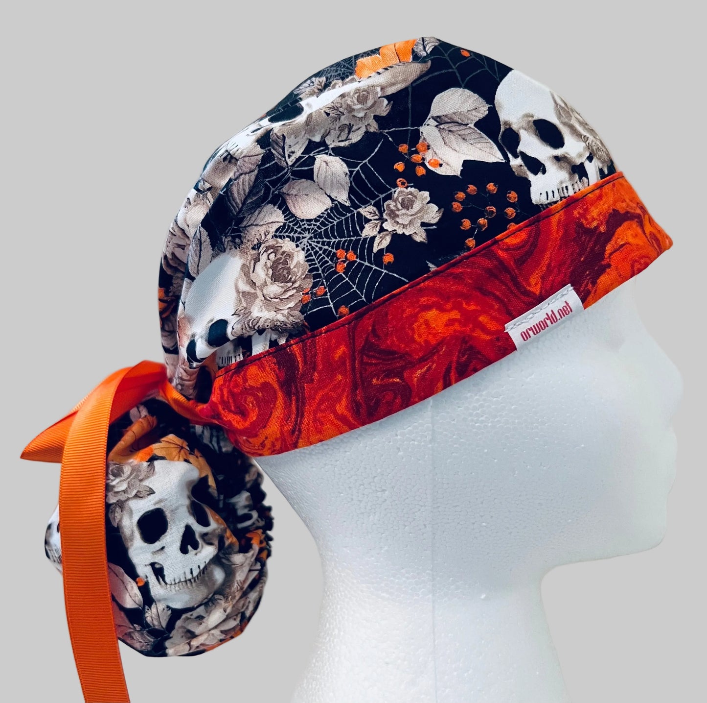 Ponytail-Skulls and flowers