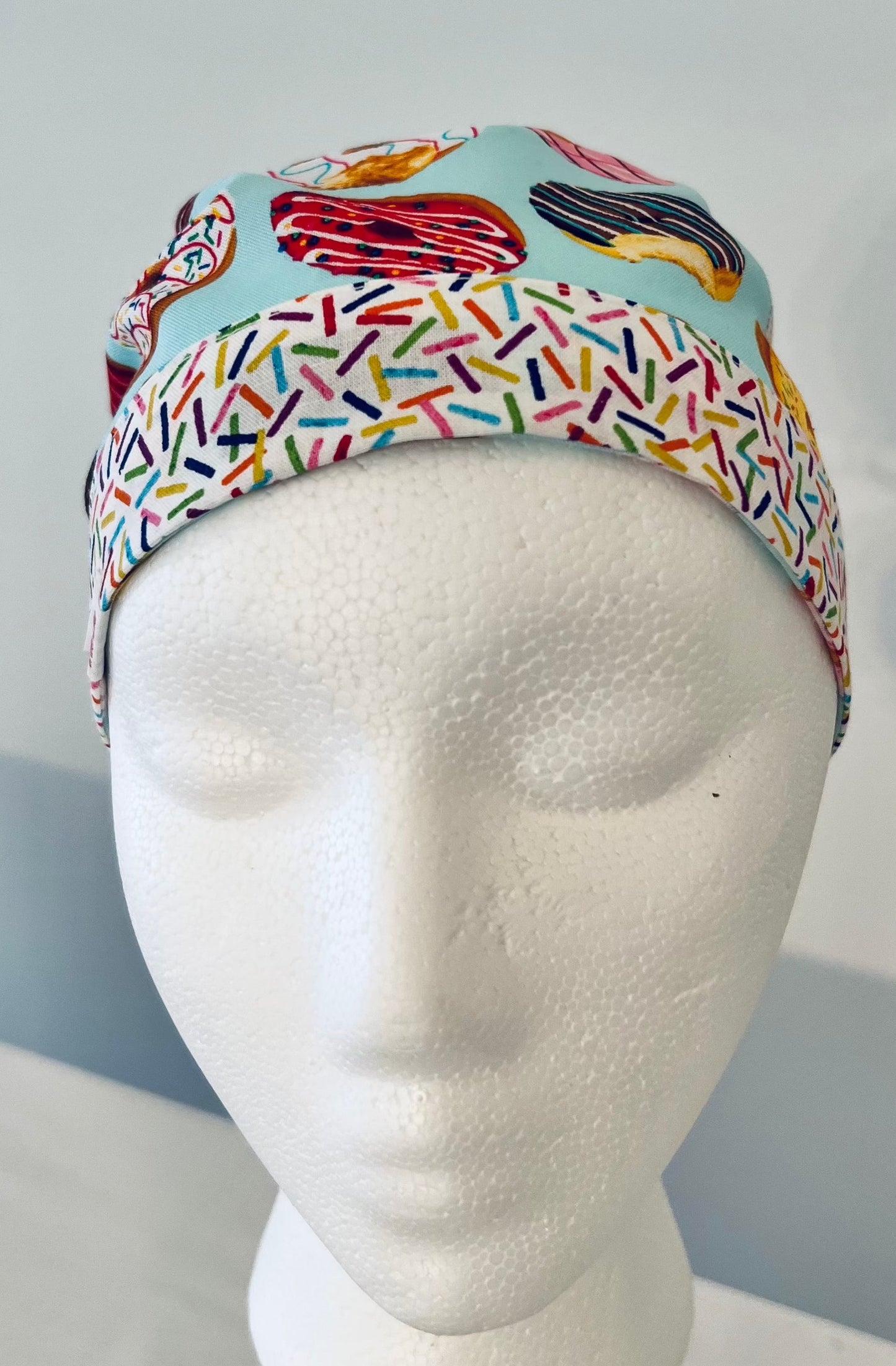 Ponytail Style Hat - Donuts and confetti with white ribbon