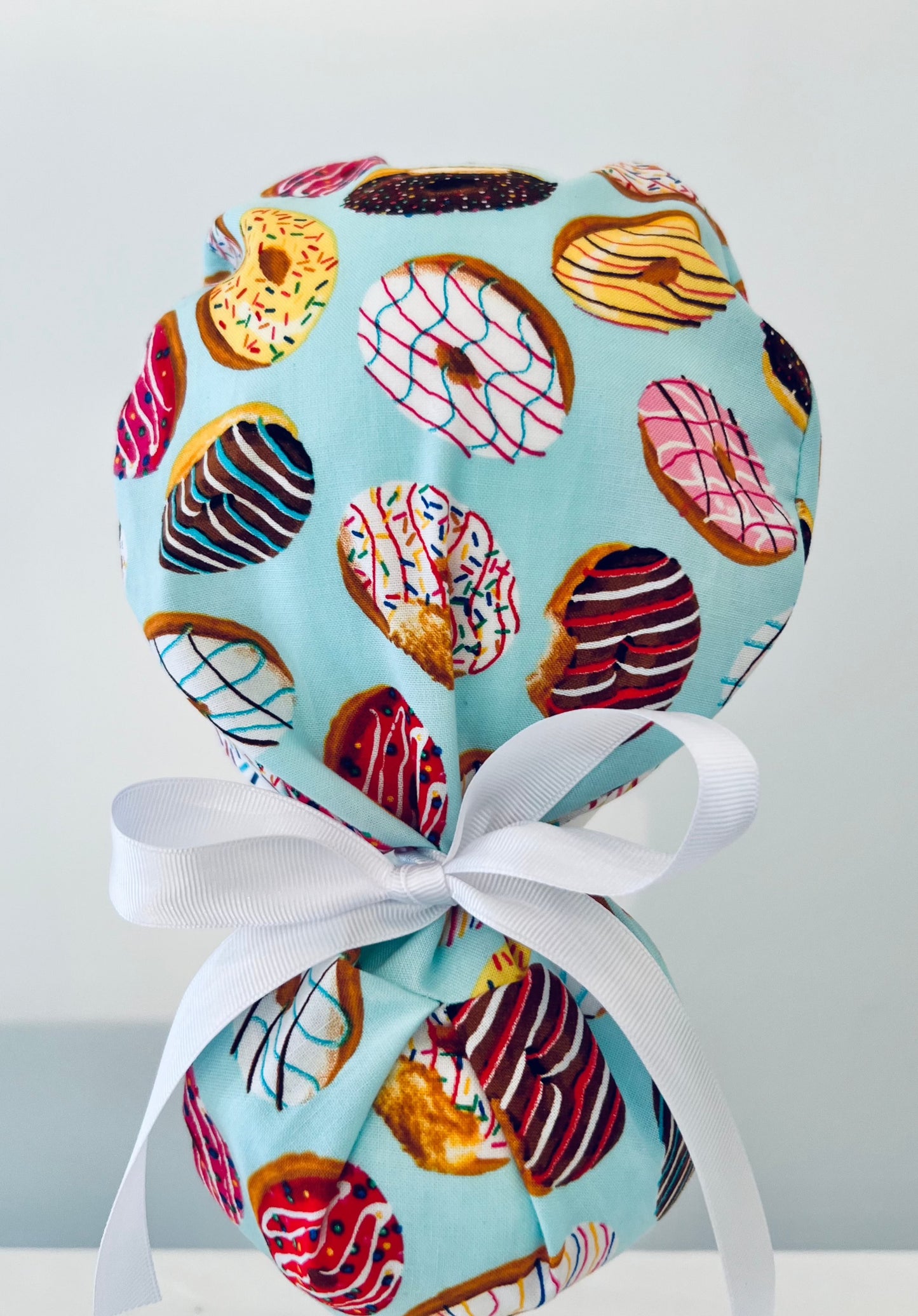 Ponytail Style Hat - Donuts and confetti with white ribbon