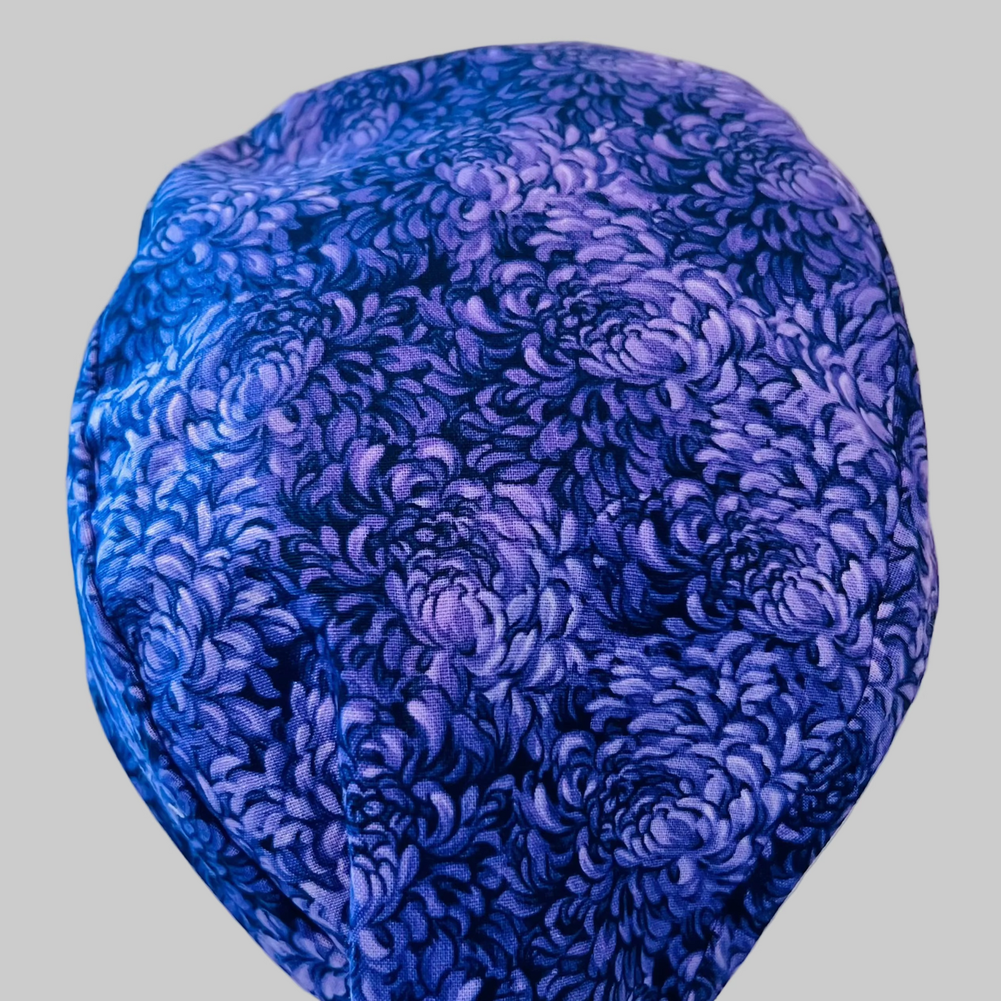 Purple Floral Scrub Cap – Dark Violet Petal Surgical Cap – Women’s Euro Style Hat for Nurses, OR Techs & Medical Professionals
