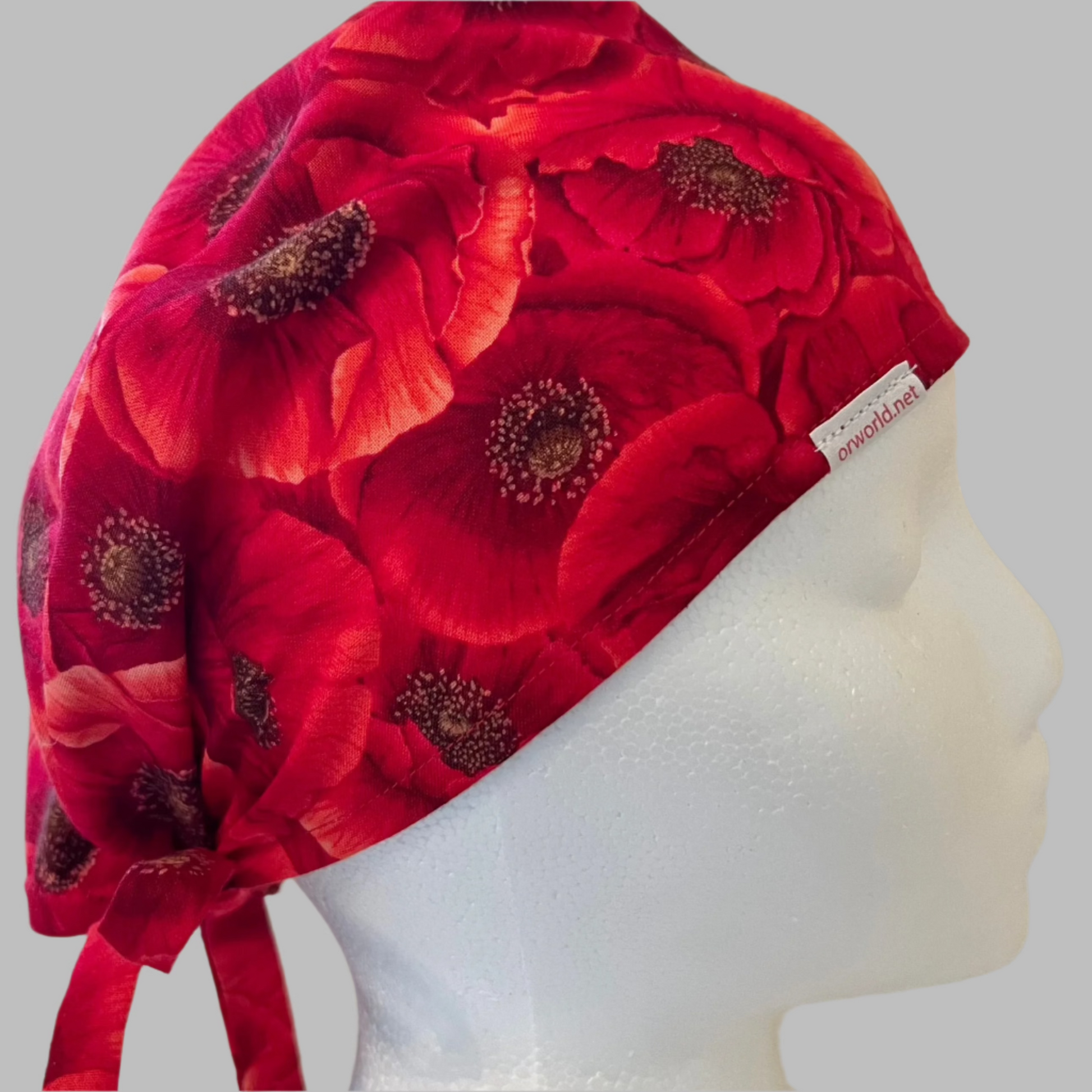 Scrub Cap-Red Flowers-Flower Power