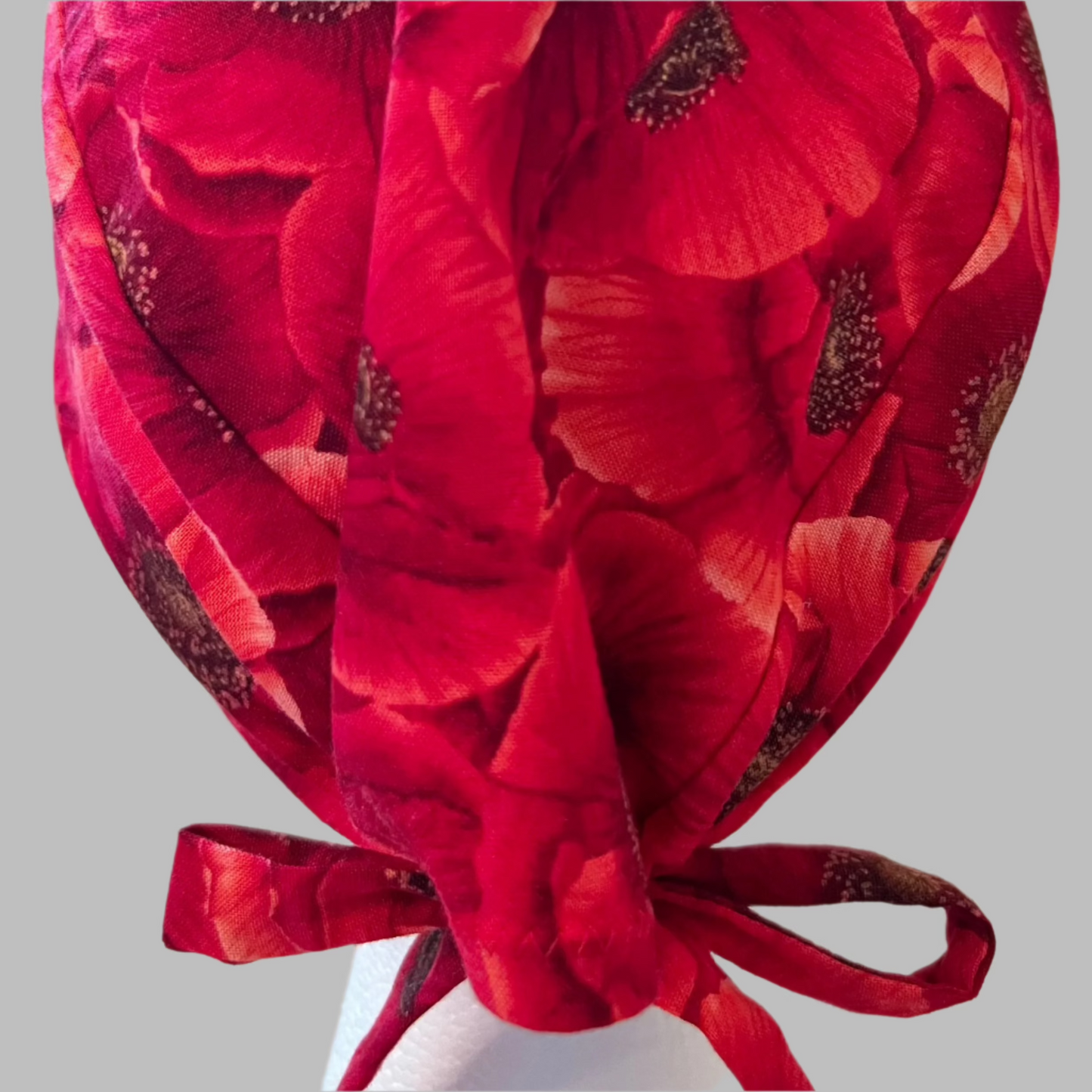 Scrub Cap-Red Flowers-Flower Power