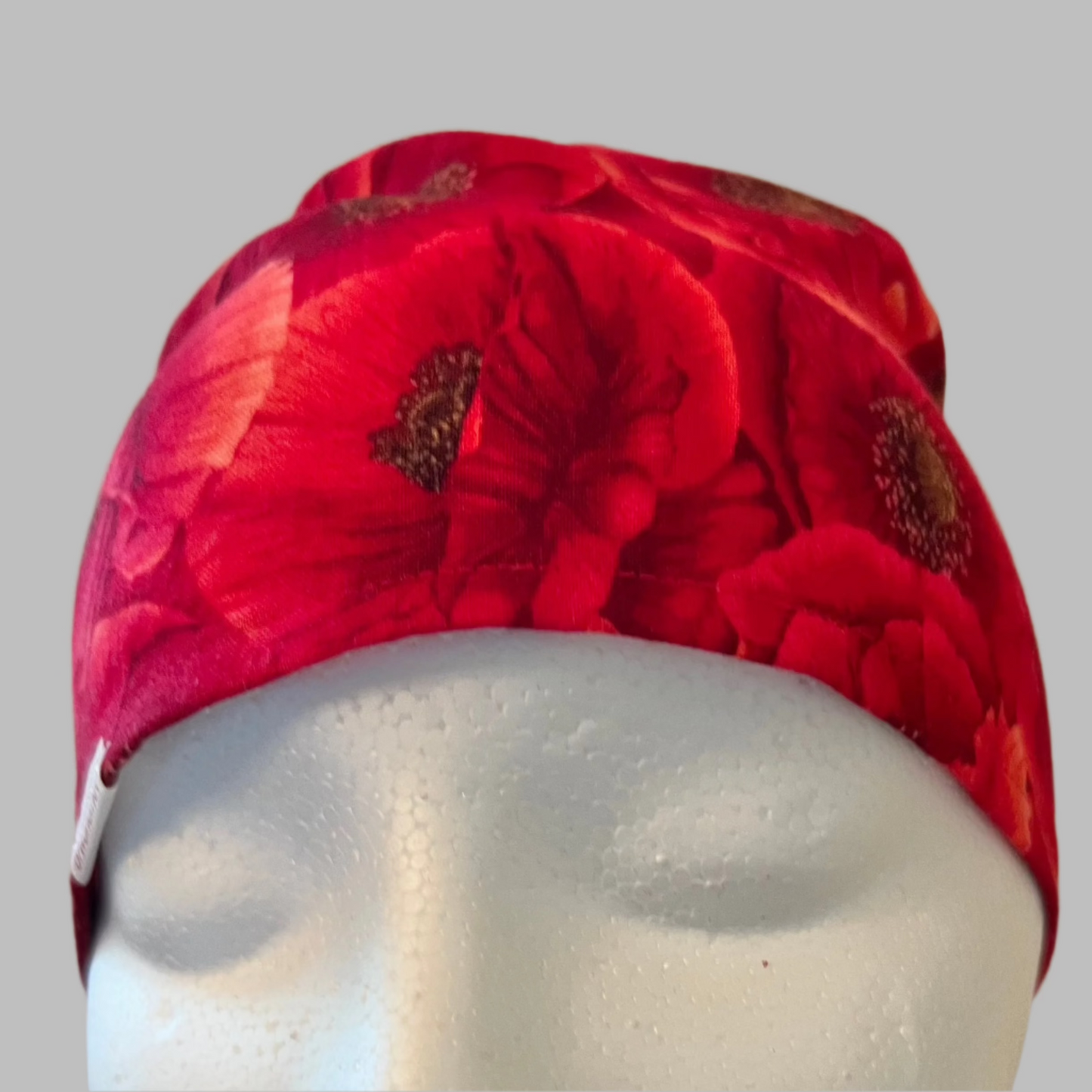 Scrub Cap-Red Flowers-Flower Power