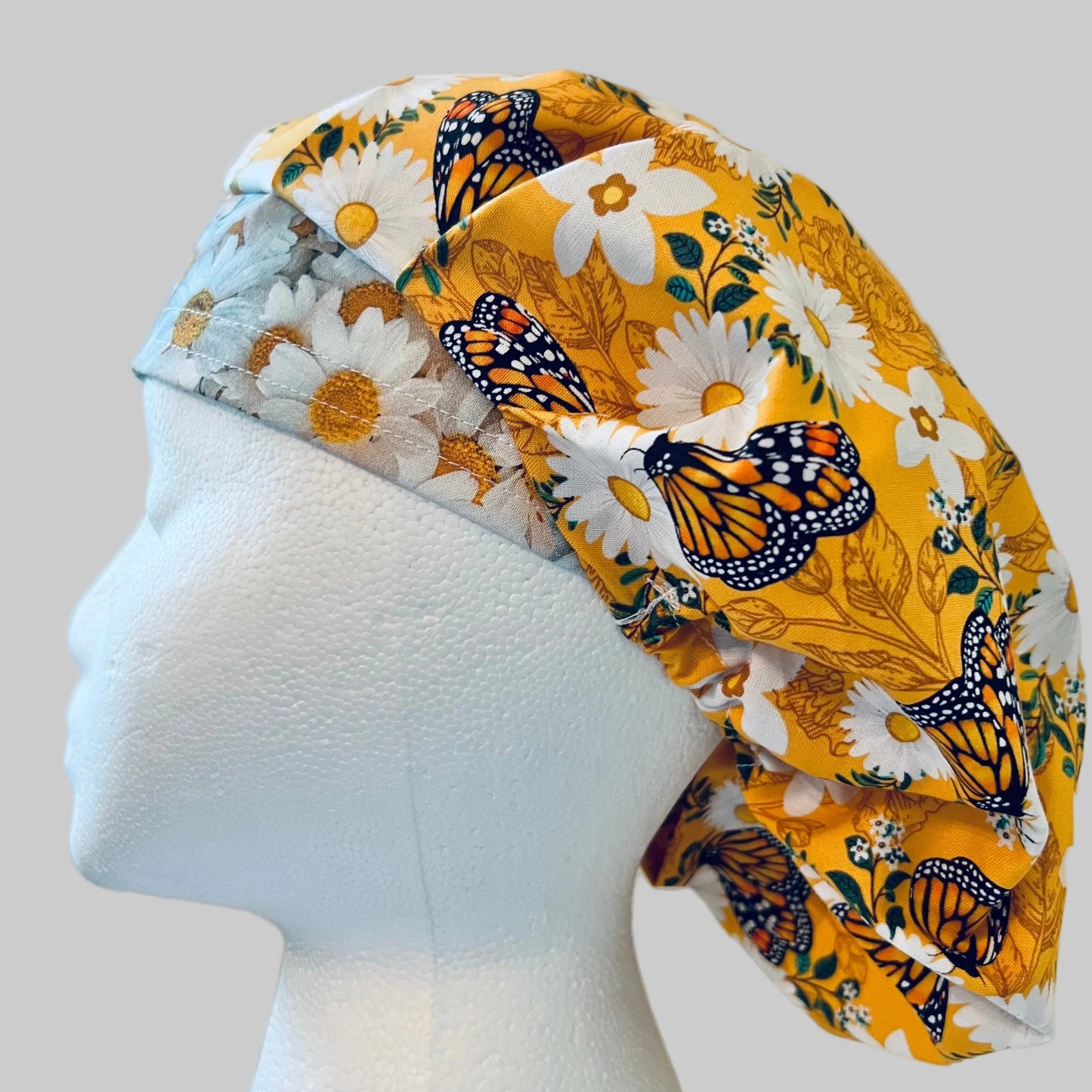 Monarch Butterfly Bouffant Scrub Cap|Daisy Floral Medical Hat