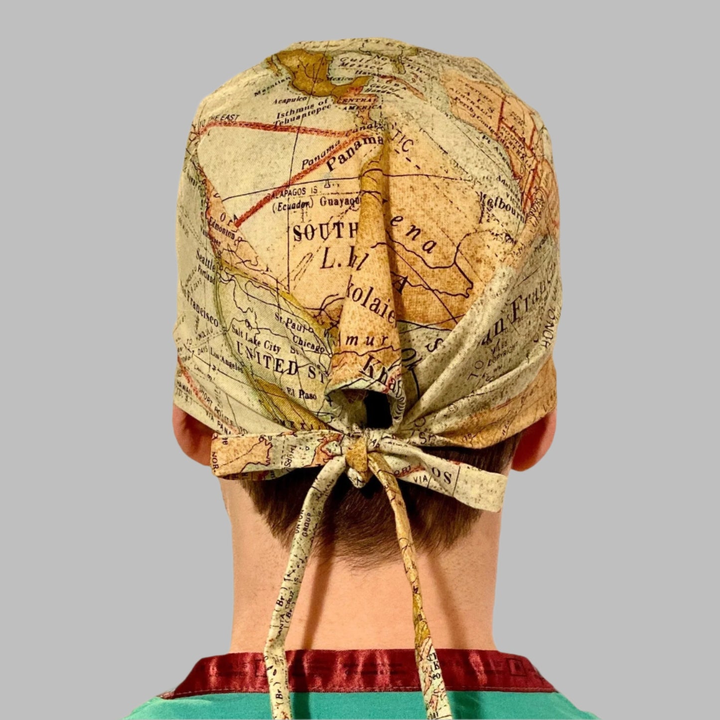 Scrub Cap - World Map Travel