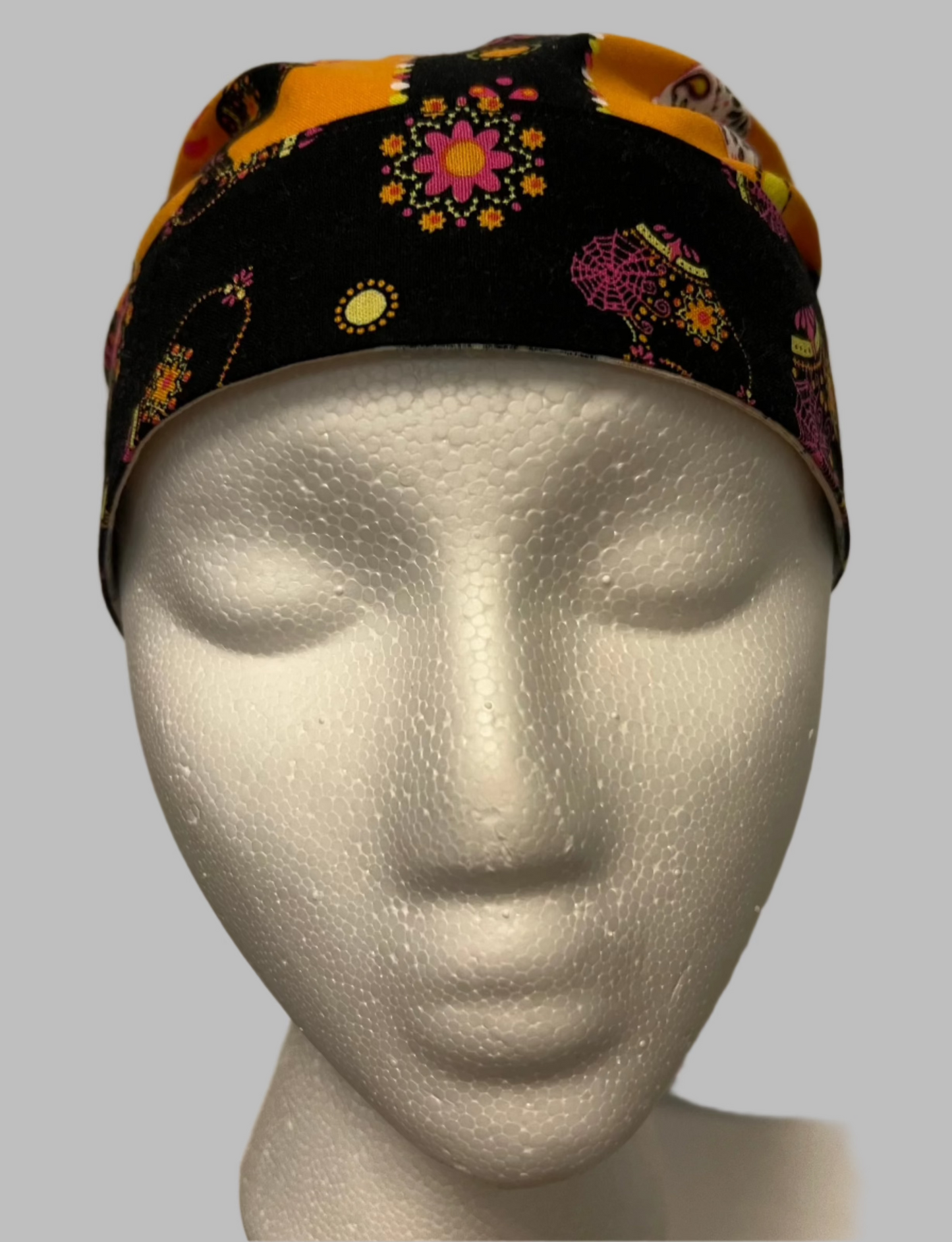 Ponytail-Snoopy Sugar Skull with Pink Ribbon Ties