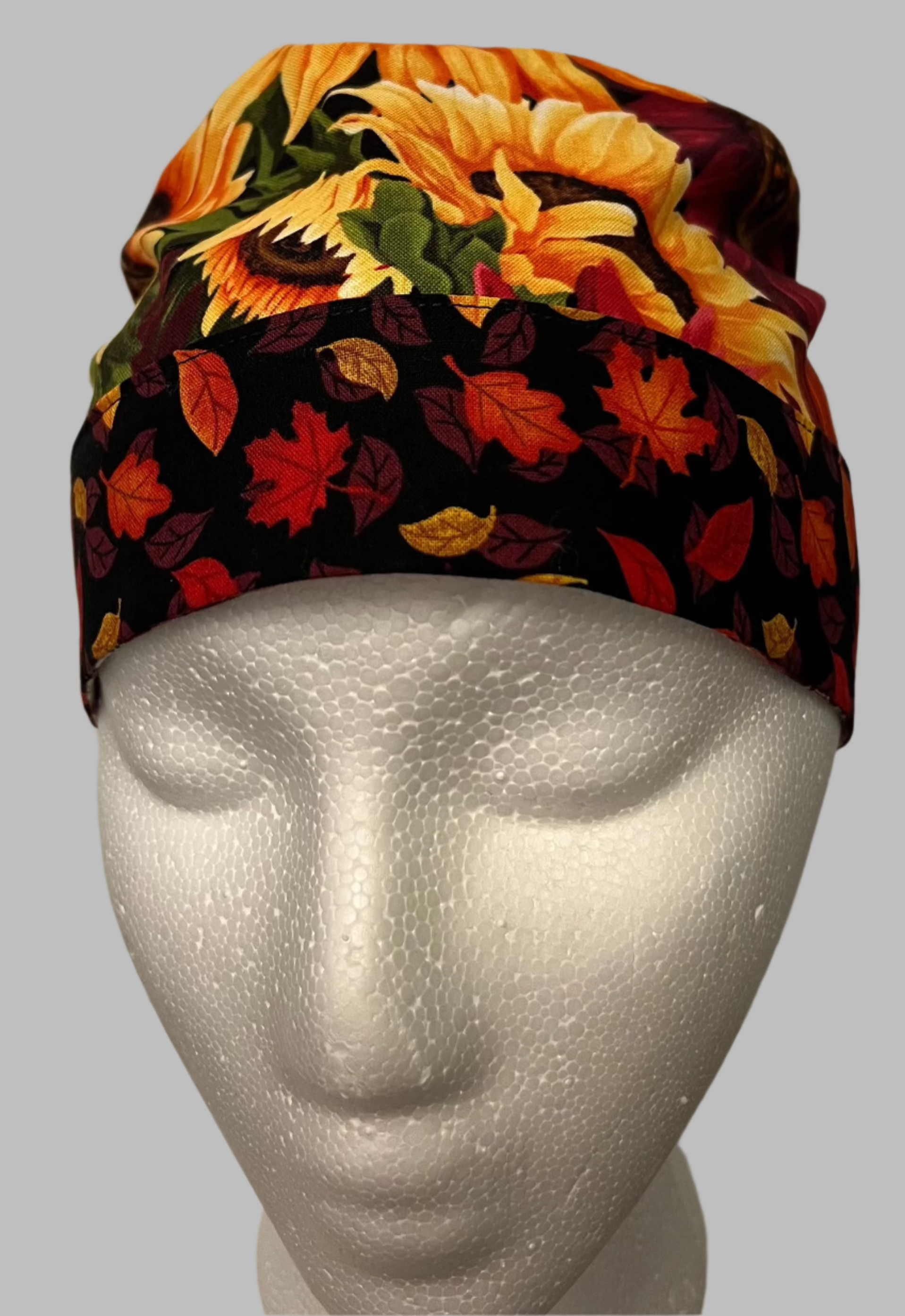 Ponytail Style Hat-Red Sunflowers with Yellow Ribbon ties