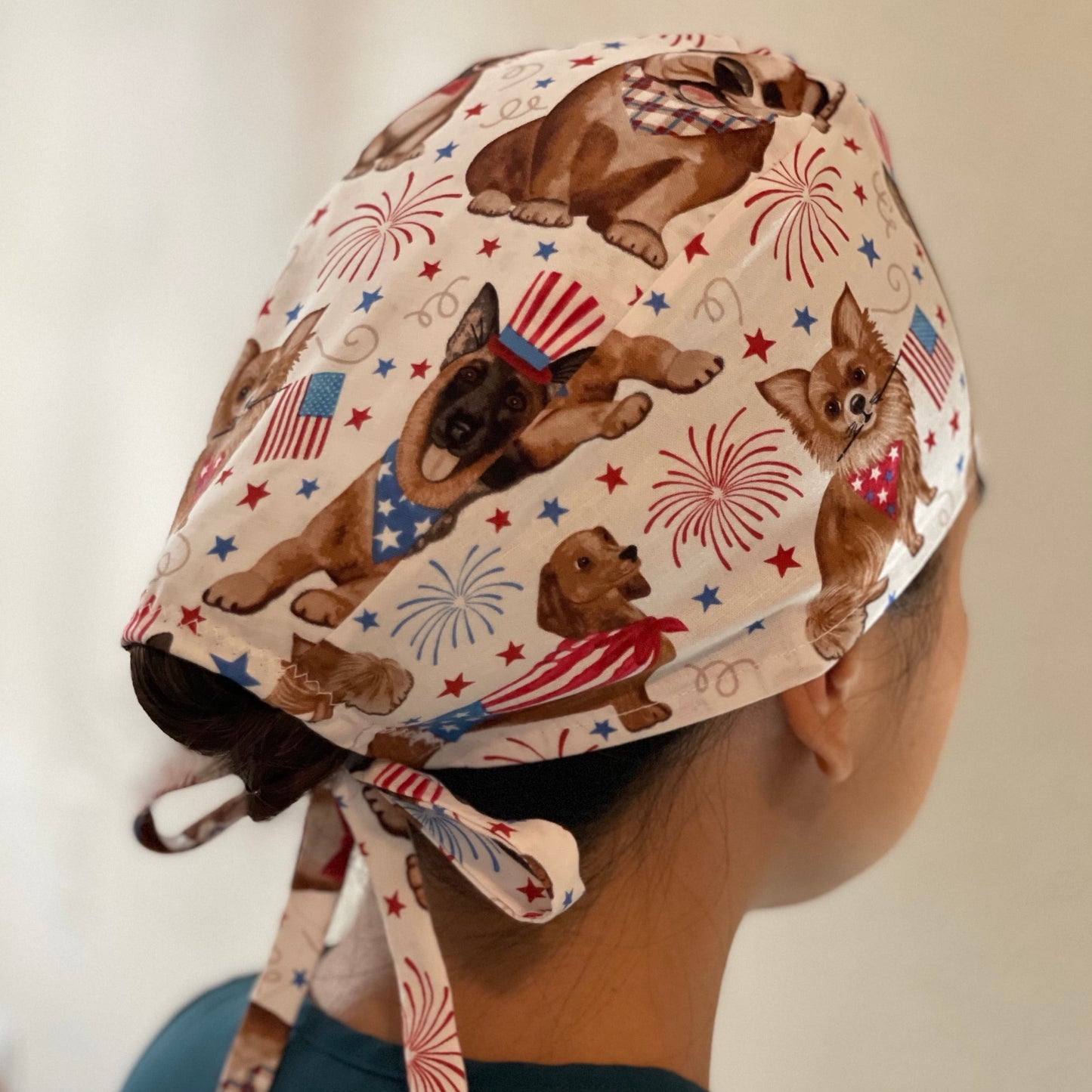 Scrub Cap-Fourth of July-American Dogs