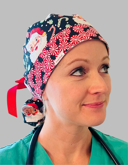 Ponytail Style-Christmas Santa with red ribbon ties