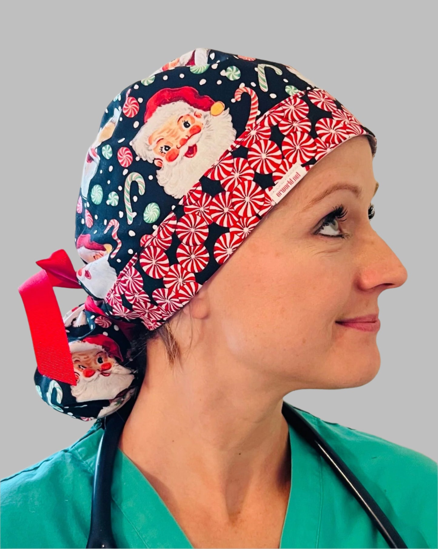 Ponytail Style-Christmas Santa with red ribbon ties