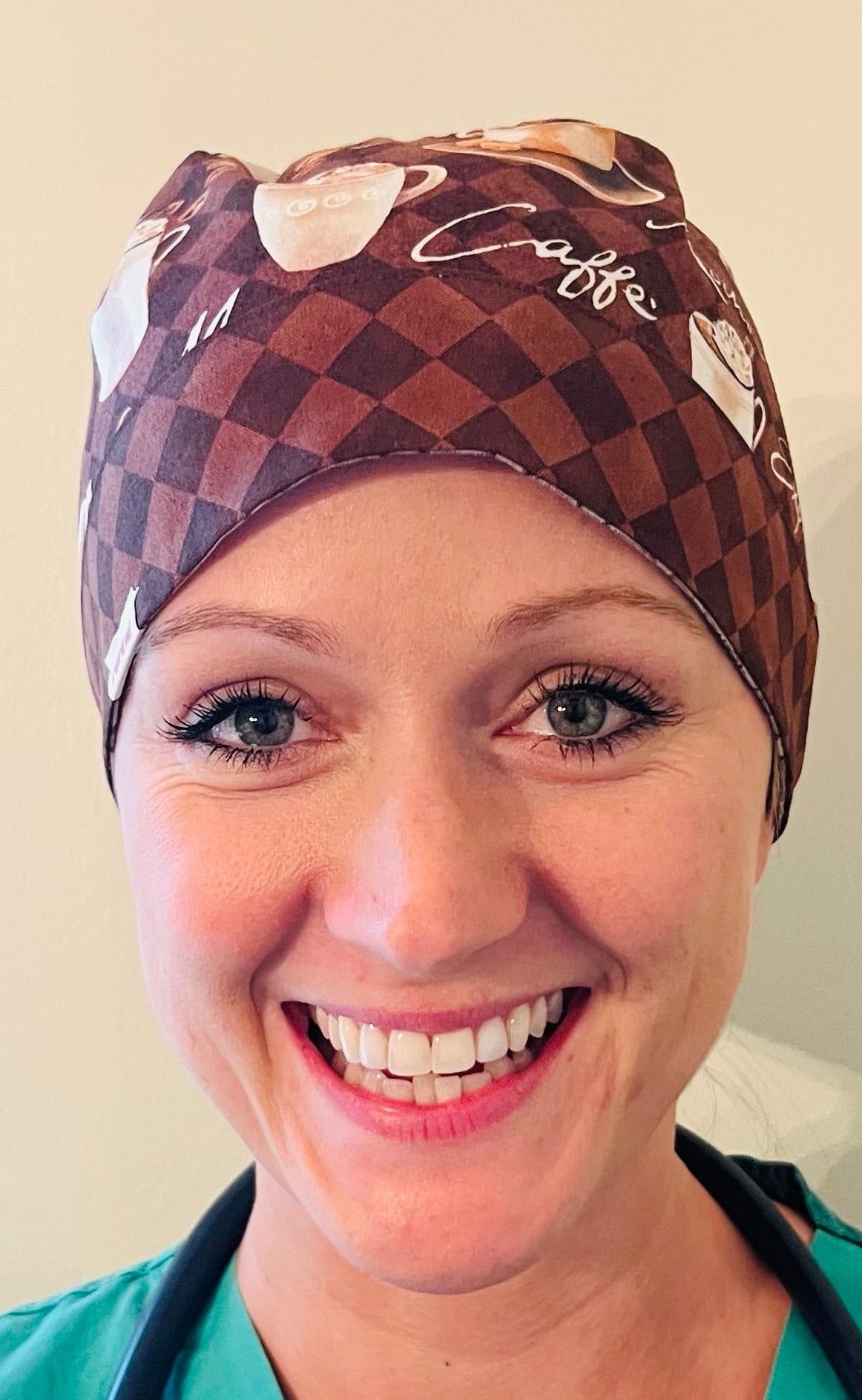 Ponytail Style Hat-Coffee Time Brown Polka Dots Ribbon Ties