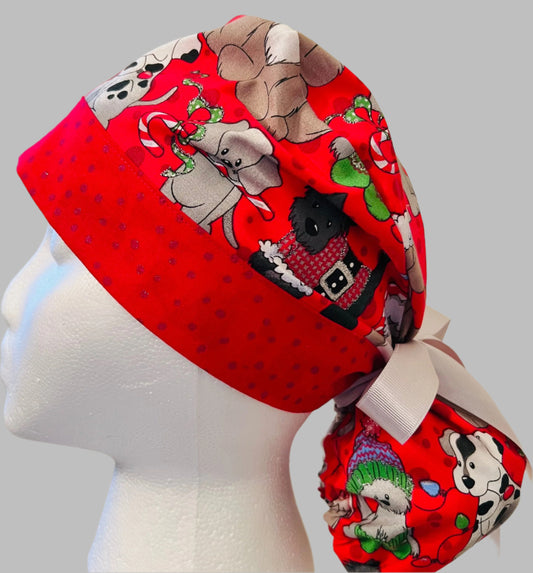 Ponytail Style Hat-Christmas dogs