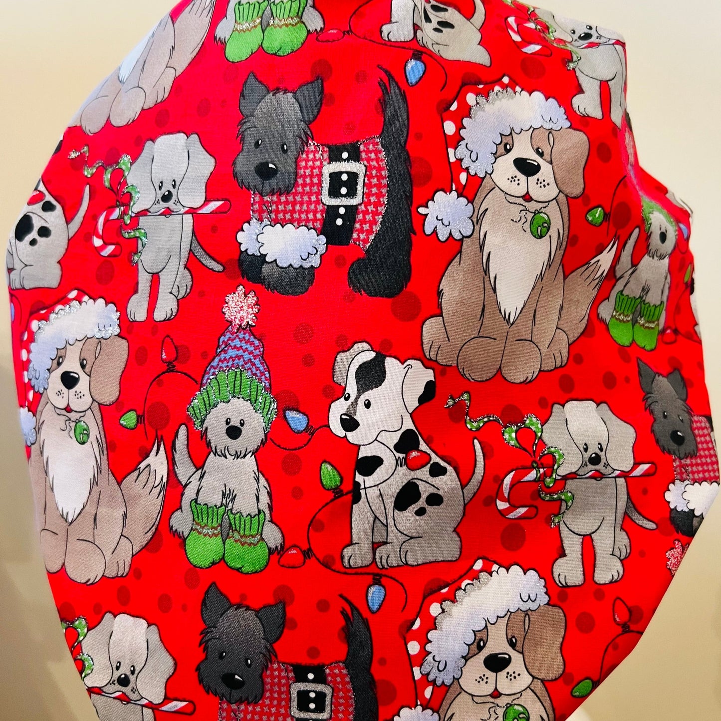 Bouffant Style hat-Christmas Dogs with Santa hats