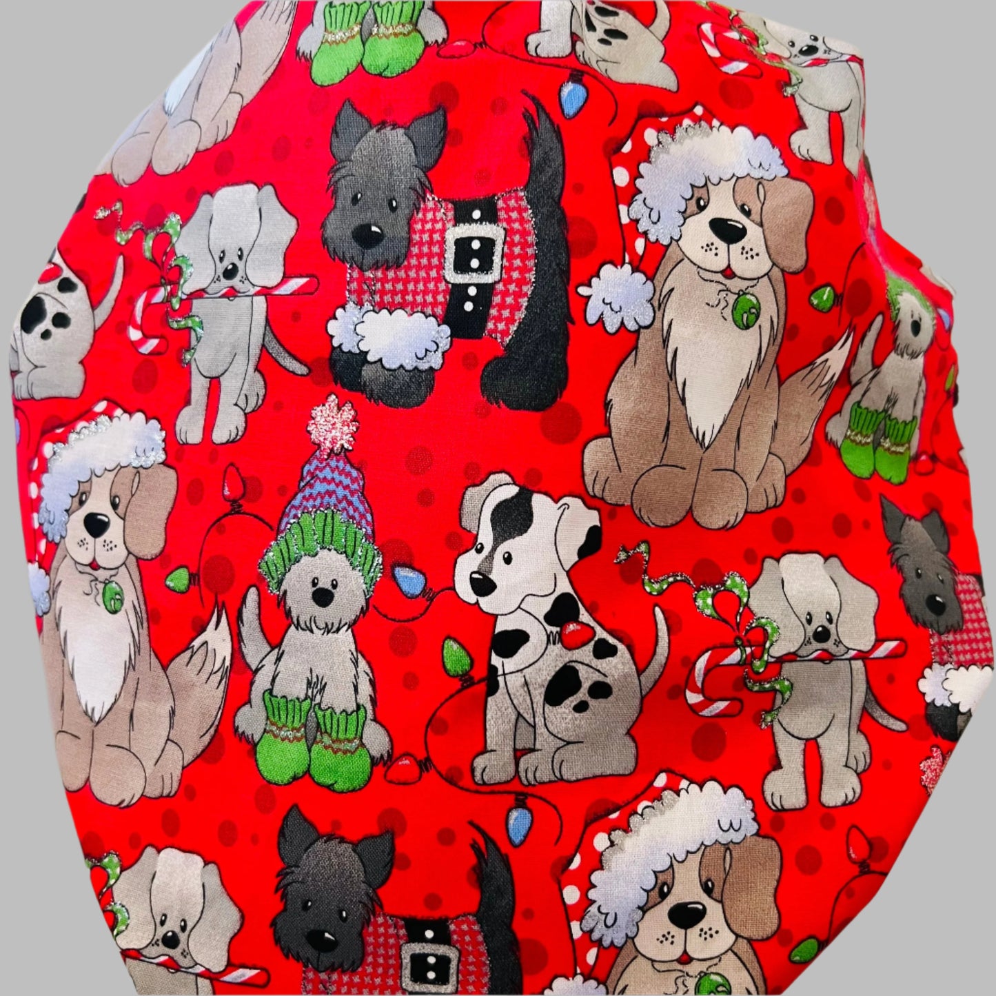 Bouffant Style hat-Christmas Dogs with Santa hats