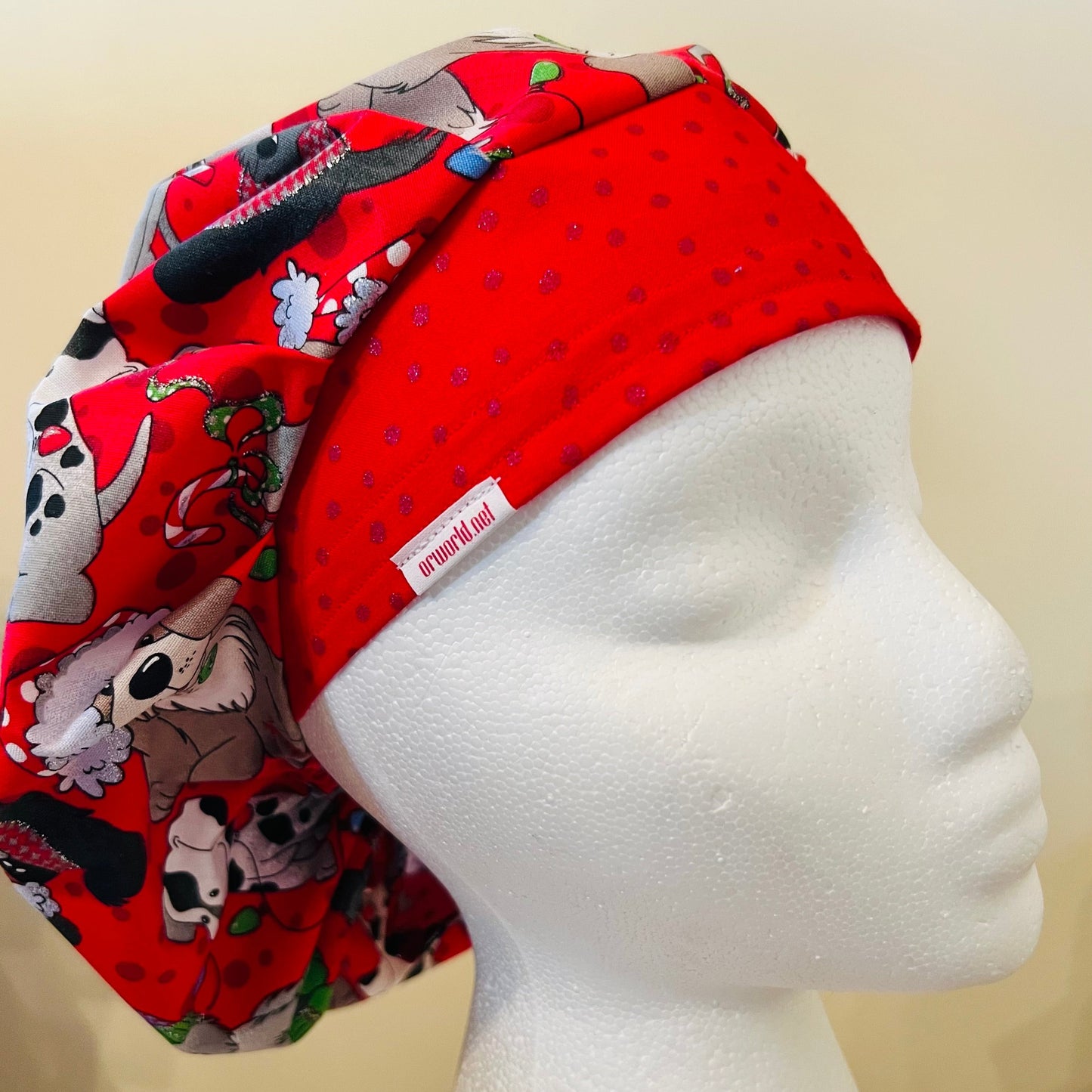 Bouffant Style hat-Christmas Dogs with Santa hats
