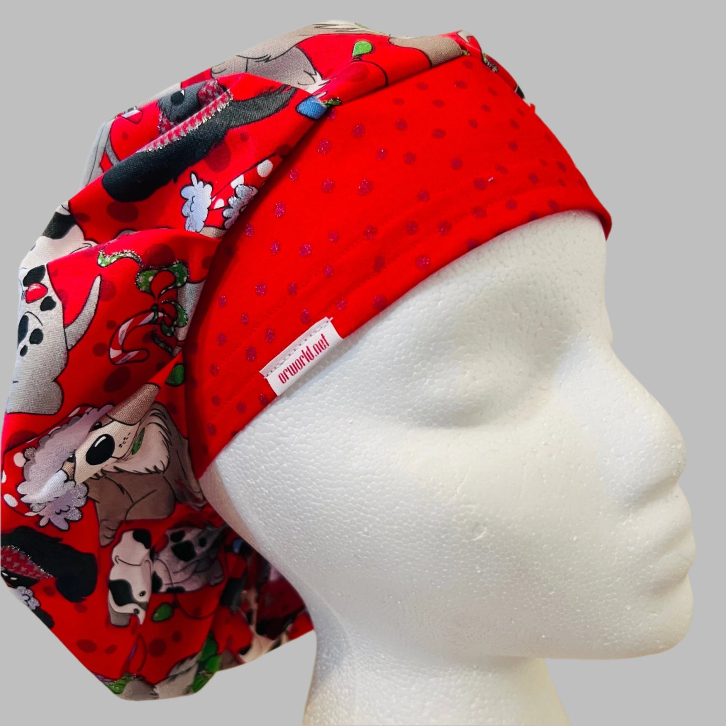 Bouffant Style hat-Christmas Dogs with Santa hats