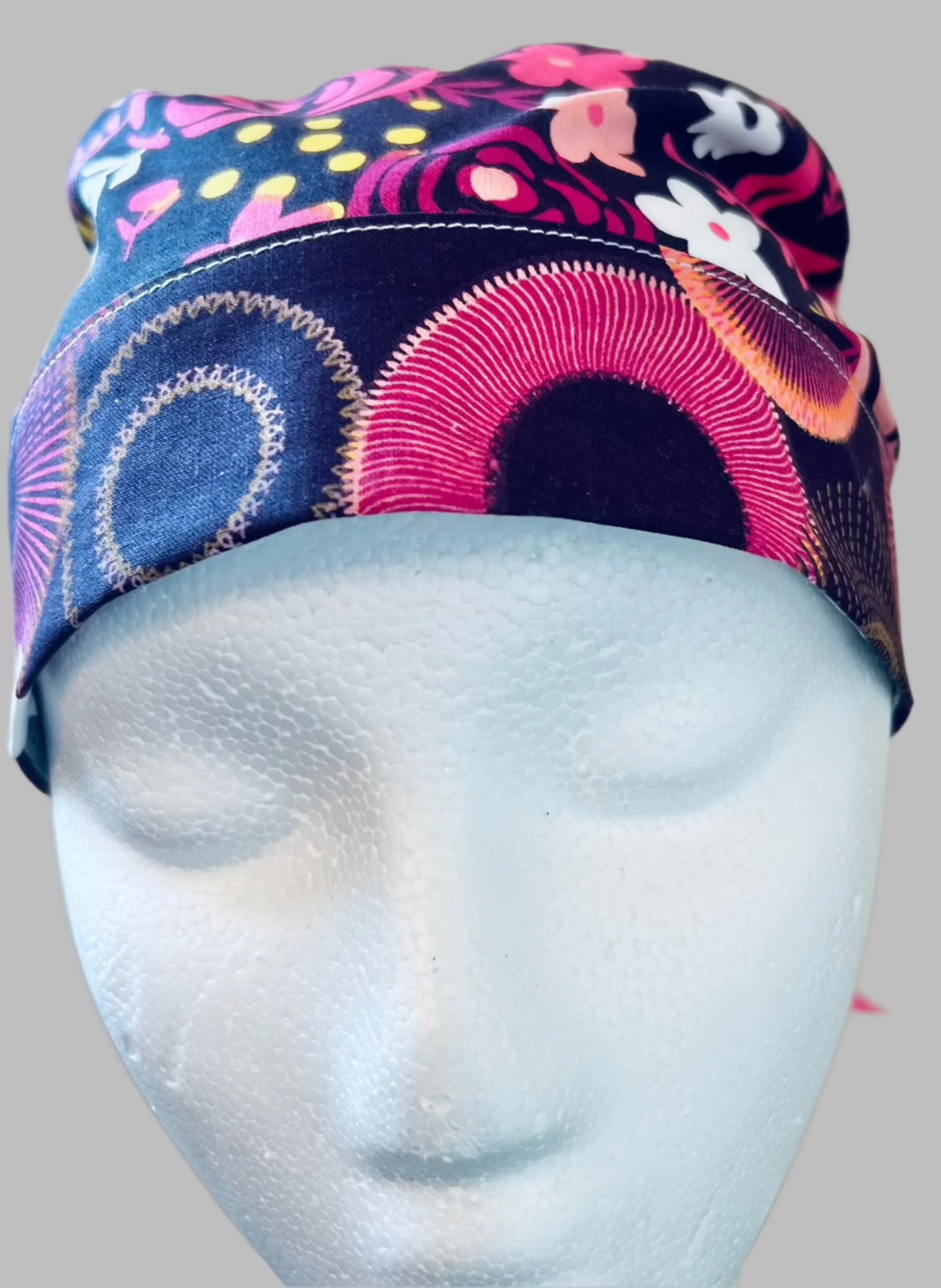 Ponytail Style - Pink flowers with pink ribbon