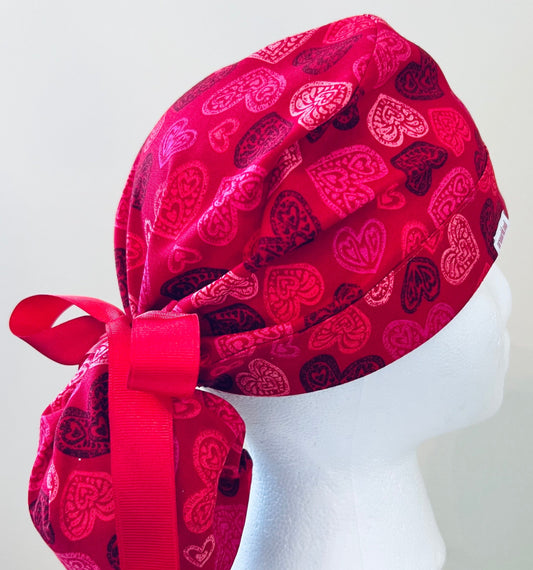 Ponytail Style - Sweet Red Hearts