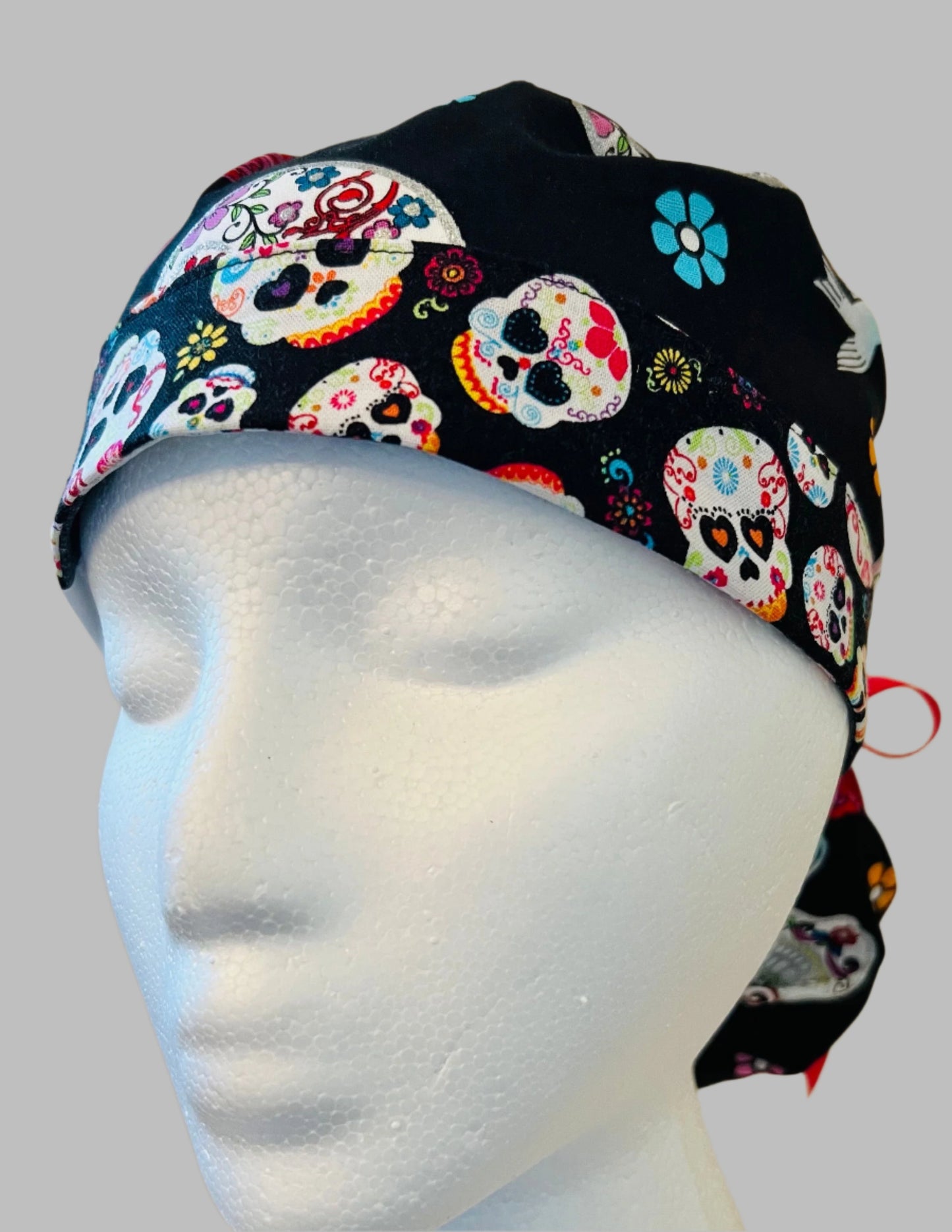 Ponytail-Sugar Skully with Pink Ribbon Ties