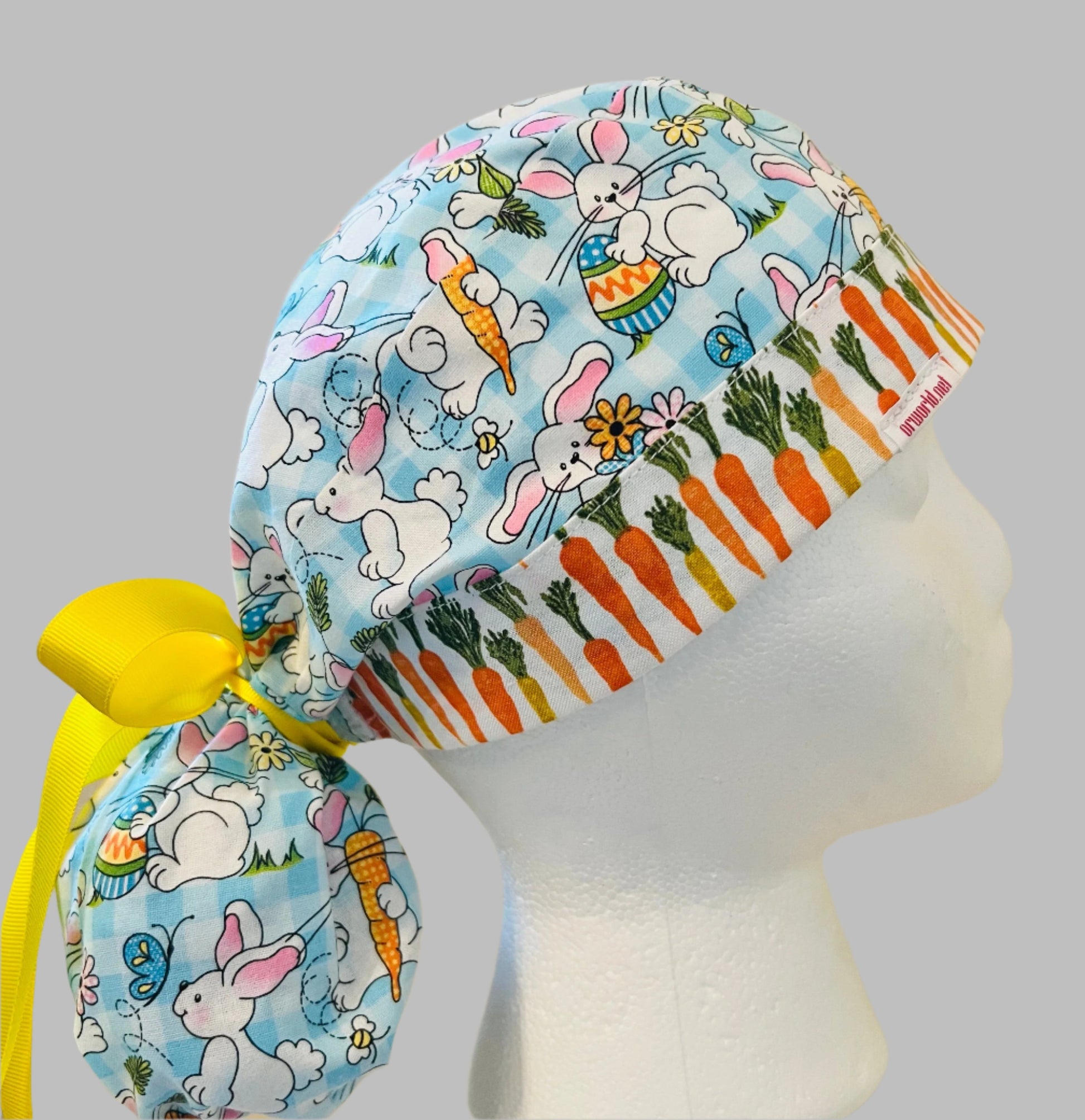 Ponytail Style-Easter-Rabbits and Carrots with yellow ribbon