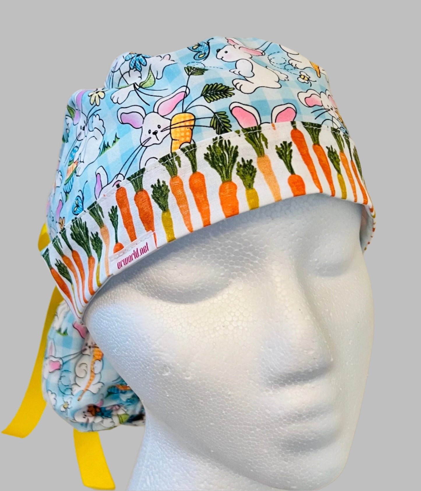 Ponytail Style-Easter-Rabbits and Carrots with yellow ribbon