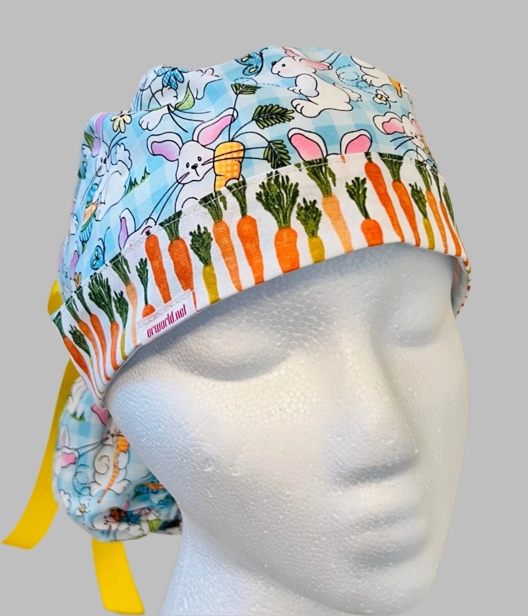 Ponytail Style-Easter-Rabbits and Carrots with yellow ribbon