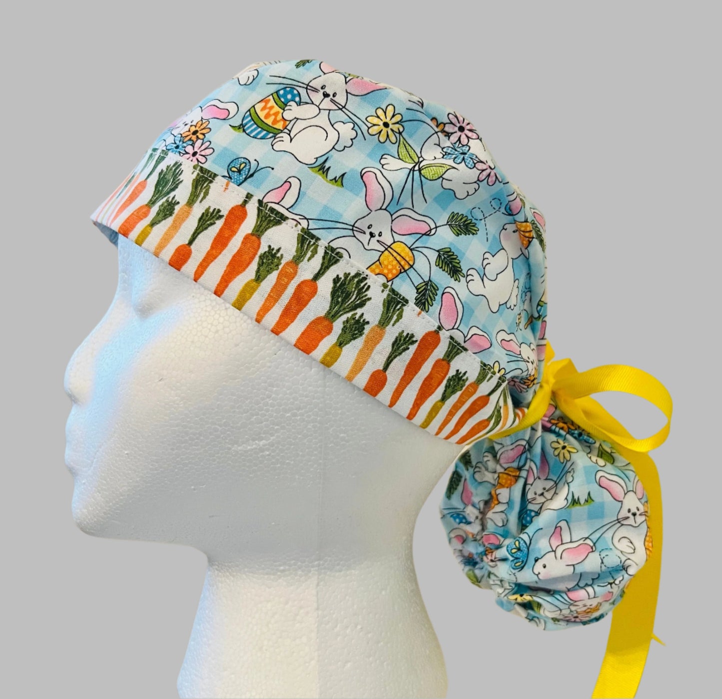 Ponytail Style-Easter-Rabbits and Carrots with yellow ribbon