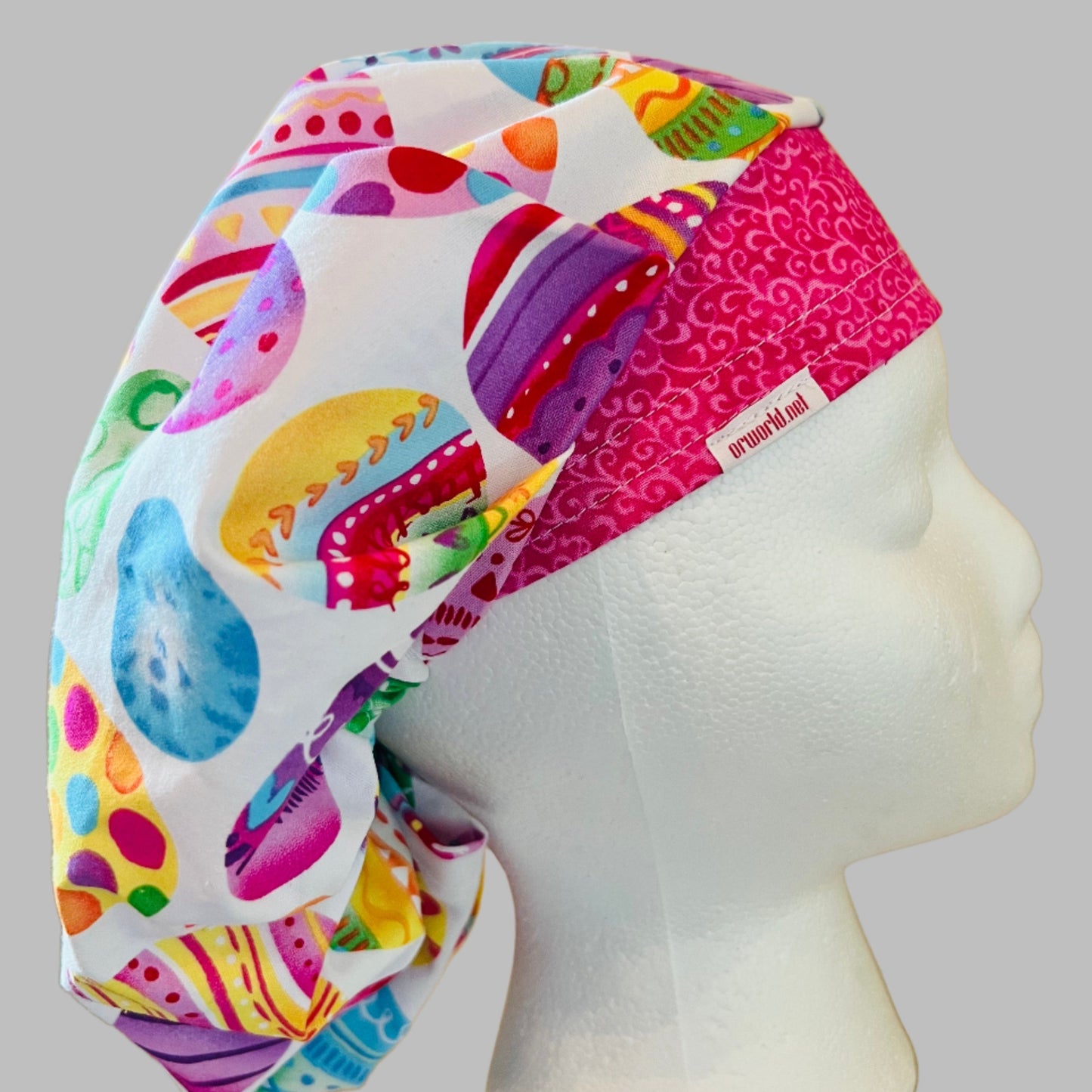 Bouffant-Easter eggs-colorful pink band