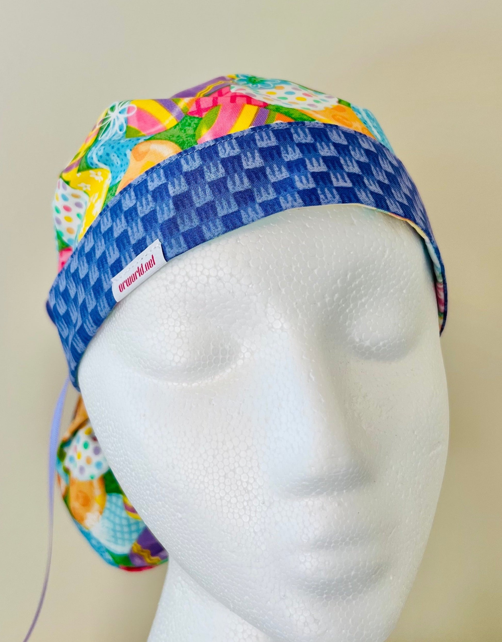 Ponytail style-Easter Colorful Eggs with lavender ribbon