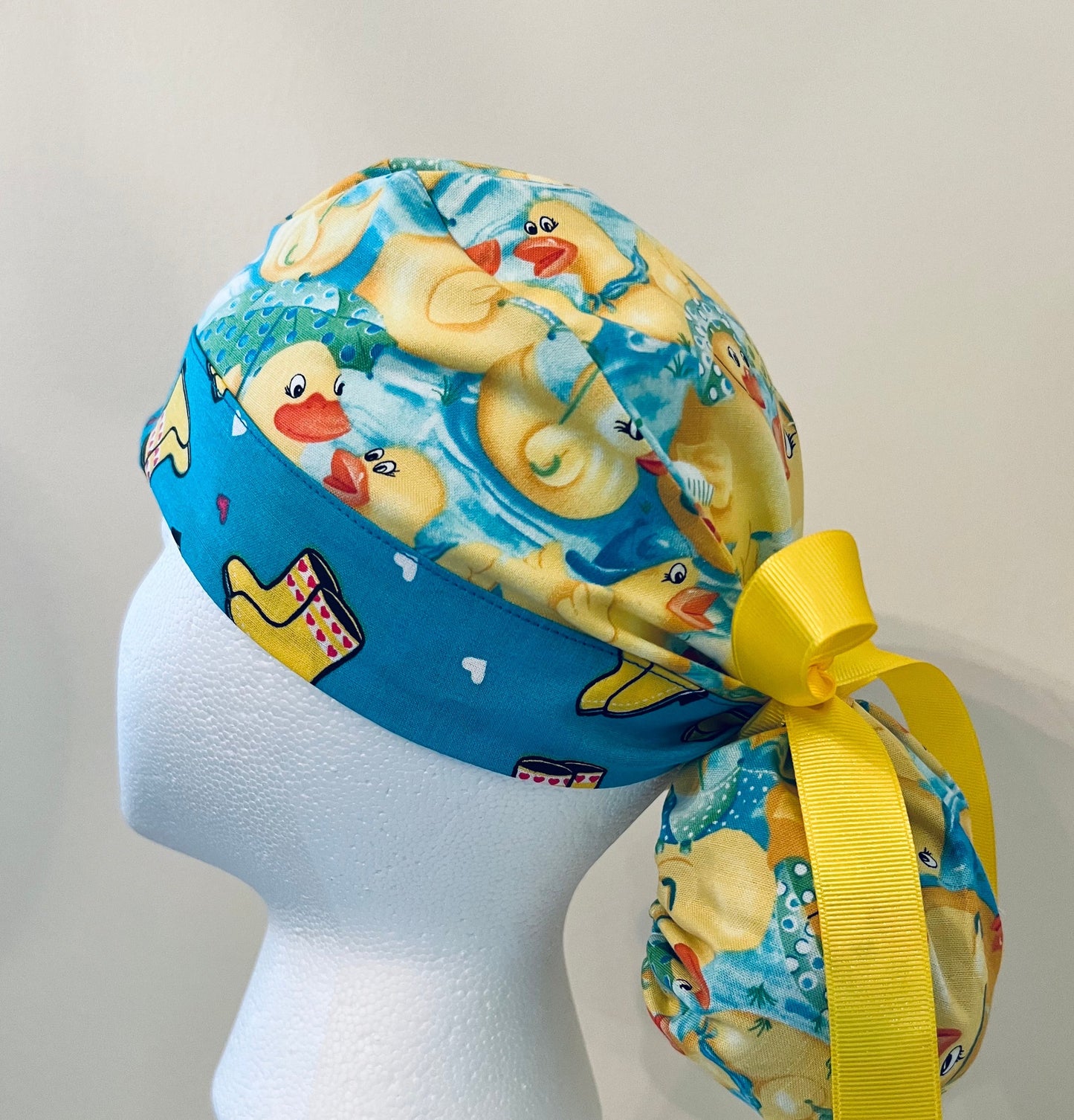 Ponytail Style Hat-Rubber Duckies and Rain boots
