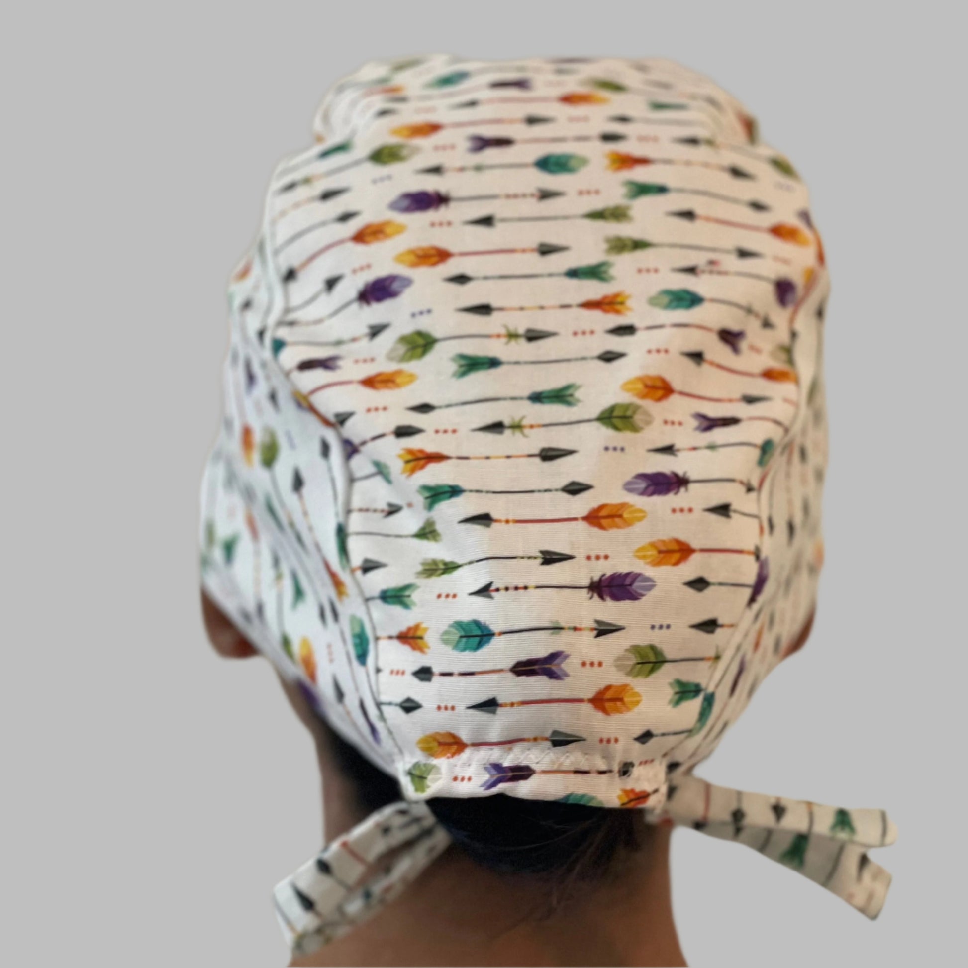 Scrub Cap-White-Colorful-Arrows