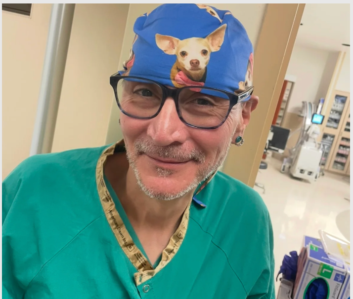 gift for surgeon surgical tie back custom photo scrub cap for retirement graduation appreciation thank you gift to surgeons front view