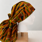 Orange & Green African Kente XXL Ponytail Scrub Cap | Ghana-Inspired Surgical Hat for Extra Long Hair, Braids, Locs & Natural Hair | Satin Lining Available