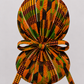 Orange green African Kente print XL ponytail scrub cap Ghana inspired surgical hat for nurses with long braids locs and natural hair handmade OR World-back view