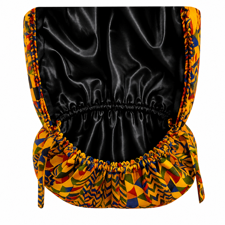 African Kente XL Ponytail scrub cap for women-adjustable ghana fabric surgical hat -Extra Large-inside black satin lining