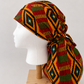 African Kente XXL Ponytail Scrub Cap for Women, Colorful Ghana-Inspired Print Surgical Cap for Long Thick Hair, Adjustable Ponytail Scrub Hat for Nurses, Surgeons and Medical Professionals, Satin Lining Available-side view