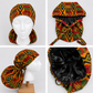 Colorful African Kente print XXL ponytail scrub cap Ghana inspired surgical hat for extra long braids jumbo locs and thick natural hair handmade OR World-all views