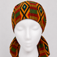 Colorful African Kente print XXL ponytail scrub cap Ghana inspired surgical hat for extra long braids jumbo locs and thick natural hair handmade OR World