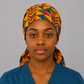 African Kente print XL ponytail scrub cap front view showing extra large hair pouch for braids locs and natural hair-for women 