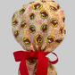 Beaver Print Ponytail Scrub Cap – Fun Red & Yellow Surgical Cap | Adjustable Tie Nurse Hat