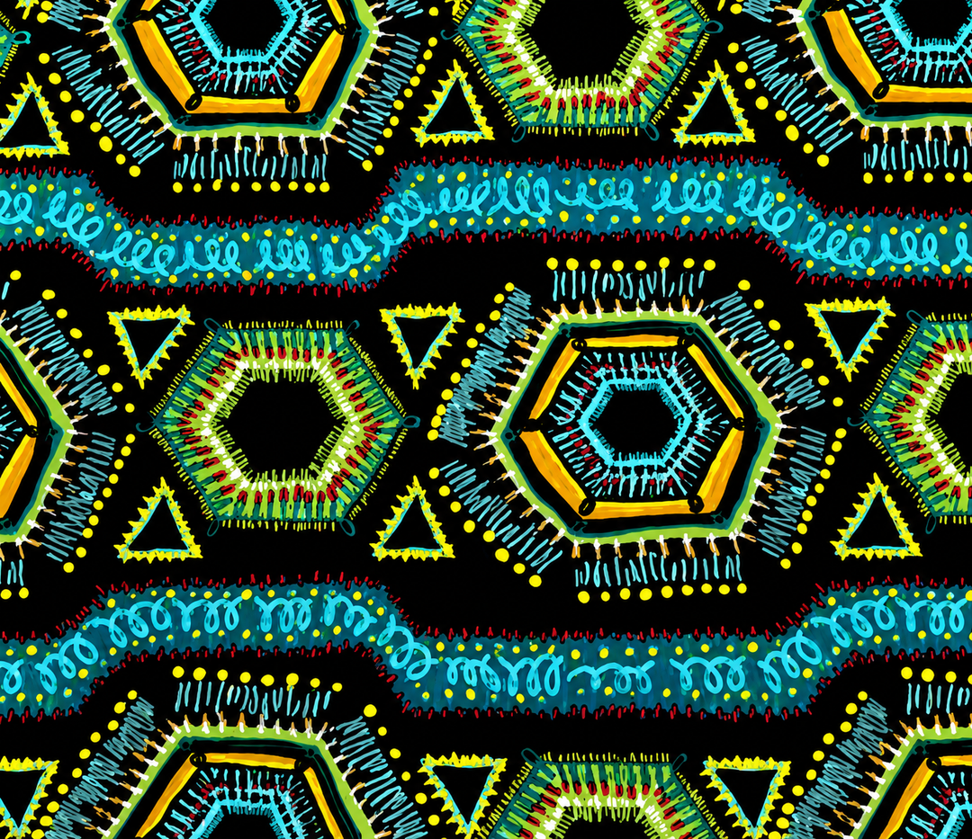 African Print Kente Ponytail Scrub Cap for Women, Blue Ghana Fabric Surgical Hat, XL Long Hair Medical Cap with Adjustable Fit and Satin Lining Available-fabric close up 