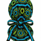 Blue African Kente Fabric XL Ponytail Scrub Cap, Women's Surgical Cap for Long Thick Hair, Handmade Ghana-Inspired Medical Hat, Satin Lining Available for Nurses, Surgeons and Healthcare Workers-back view