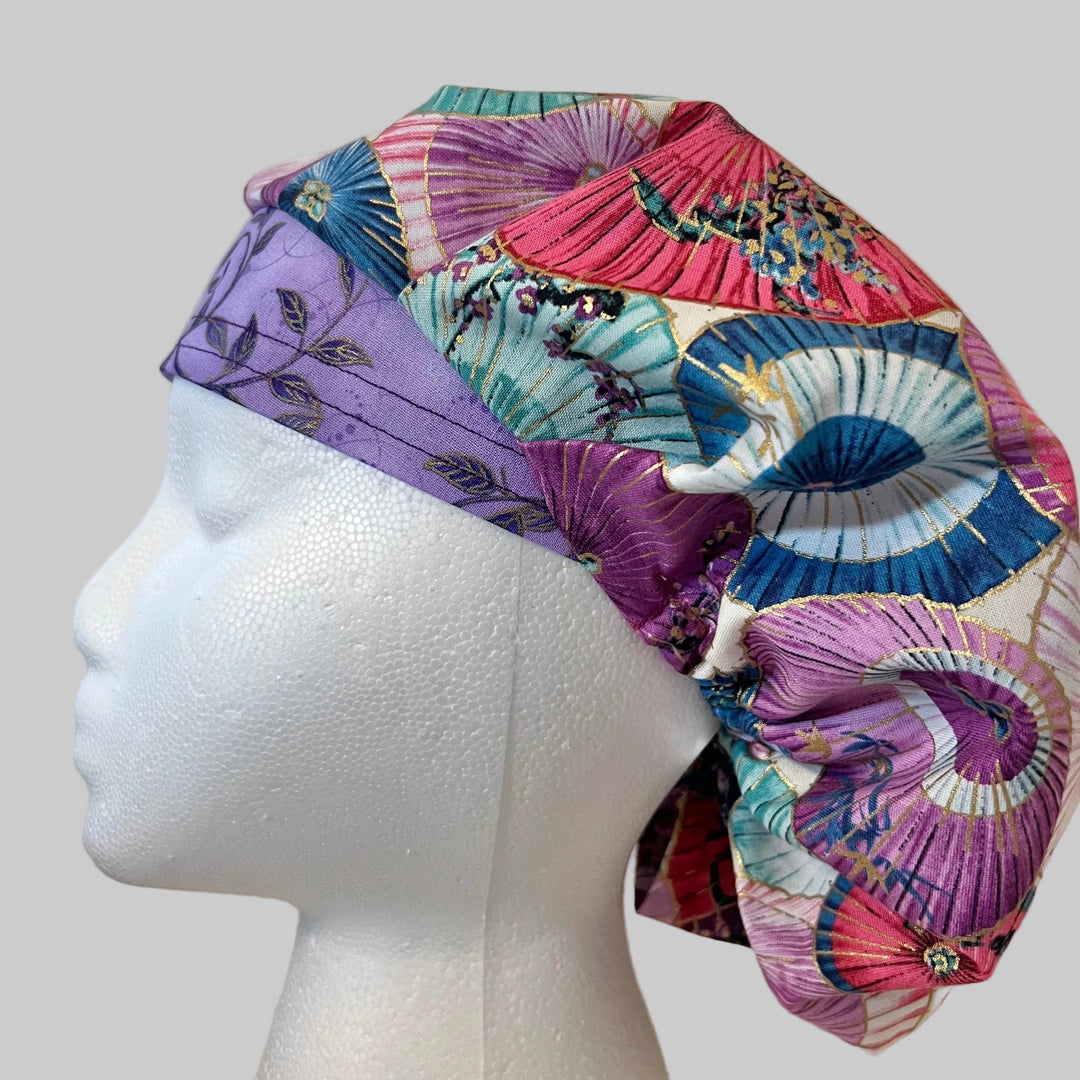 Spring Floral Bouffant Scrub Cap – Parasol Nurse Hat, Pastel Surgical Cap, Ponytail Scrub Cap, Women’s OR Hat