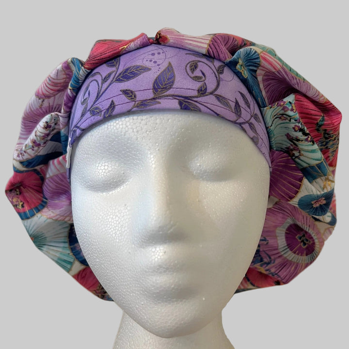 Spring Floral Bouffant Scrub Cap – Parasol Nurse Hat, Pastel Surgical Cap, Ponytail Scrub Cap, Women’s OR Hat